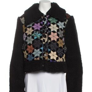 Sea New York Patchwork Quilt Faux Fur Jacket SZ L